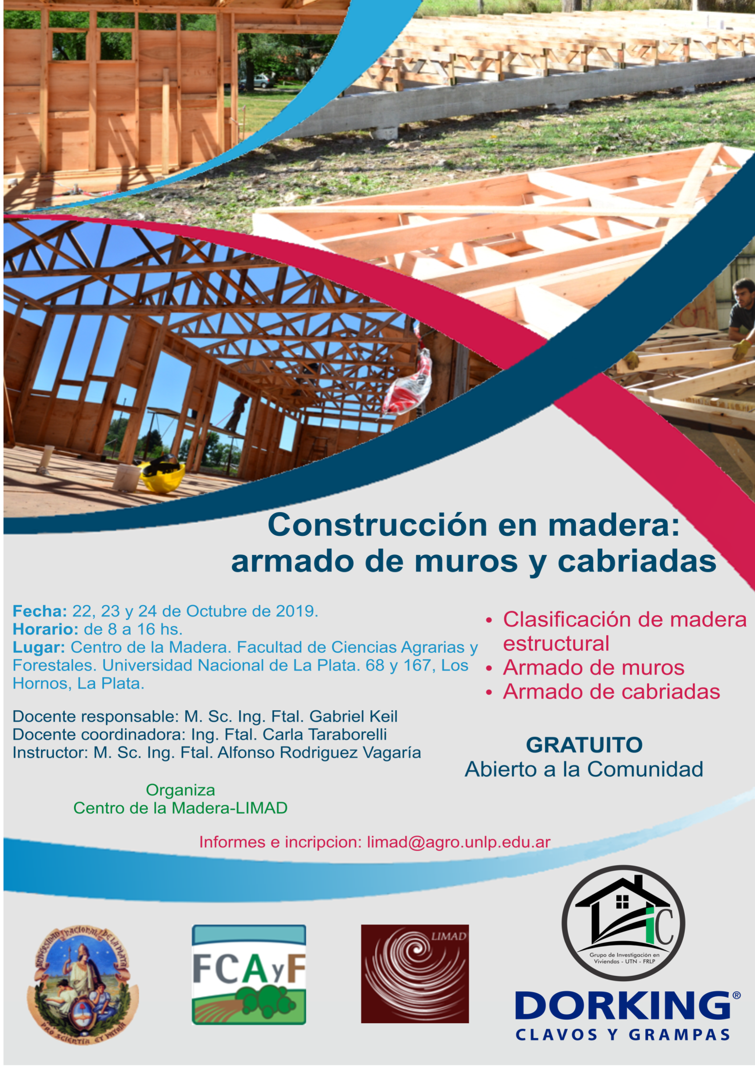 Construcción en madera: armado de muros y cabriadas