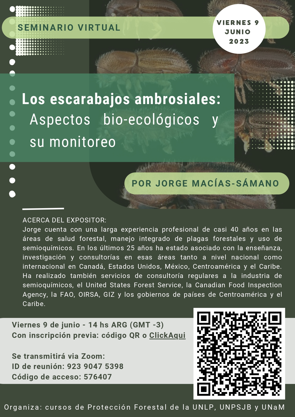  Encuentro virtual entre estudiantes forestales y docentes,en el marco del seminario “Los escarabajos ambrosiales: Aspectos bio-ecológicos y su monitoreo” 