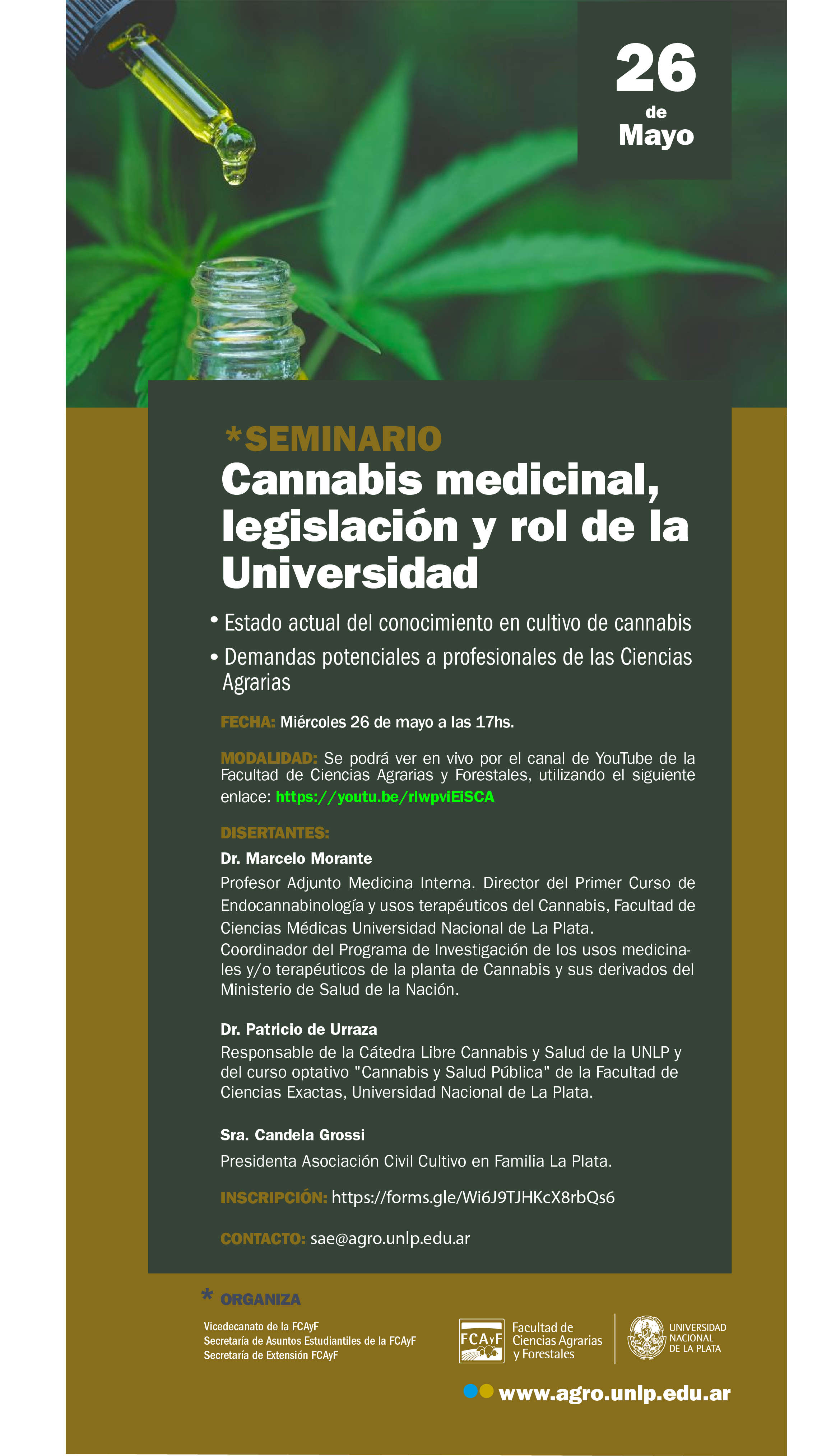 Seminario:  Cannabis medicinal, legislación y rol de la Universidad.