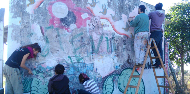 Mural colectivo en la Unidad de Vivero Forestal