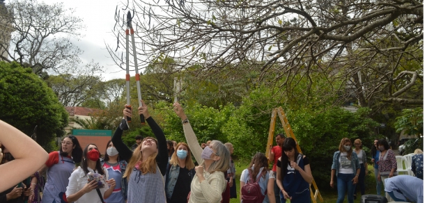 Siembra de plantines en el marco del proyecto “El árbol de las Abuelas. Itinerarios entre infancias y memoria”