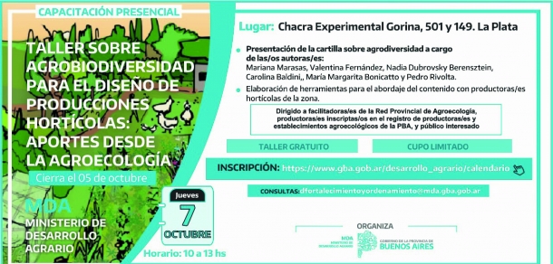 Taller presencial: Agrobiodiversidad para el diseño de producciones hortícolas. Aportes desde la Agroecología