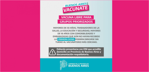 VACUNA LIBRE PARA LOS Y LAS DOCENTES Y NODOCENTES DE LA UNLP