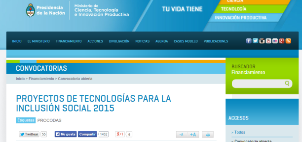 Convocatoria 2015 Proyectos de Tecnologías para la Inclusión Social 2015