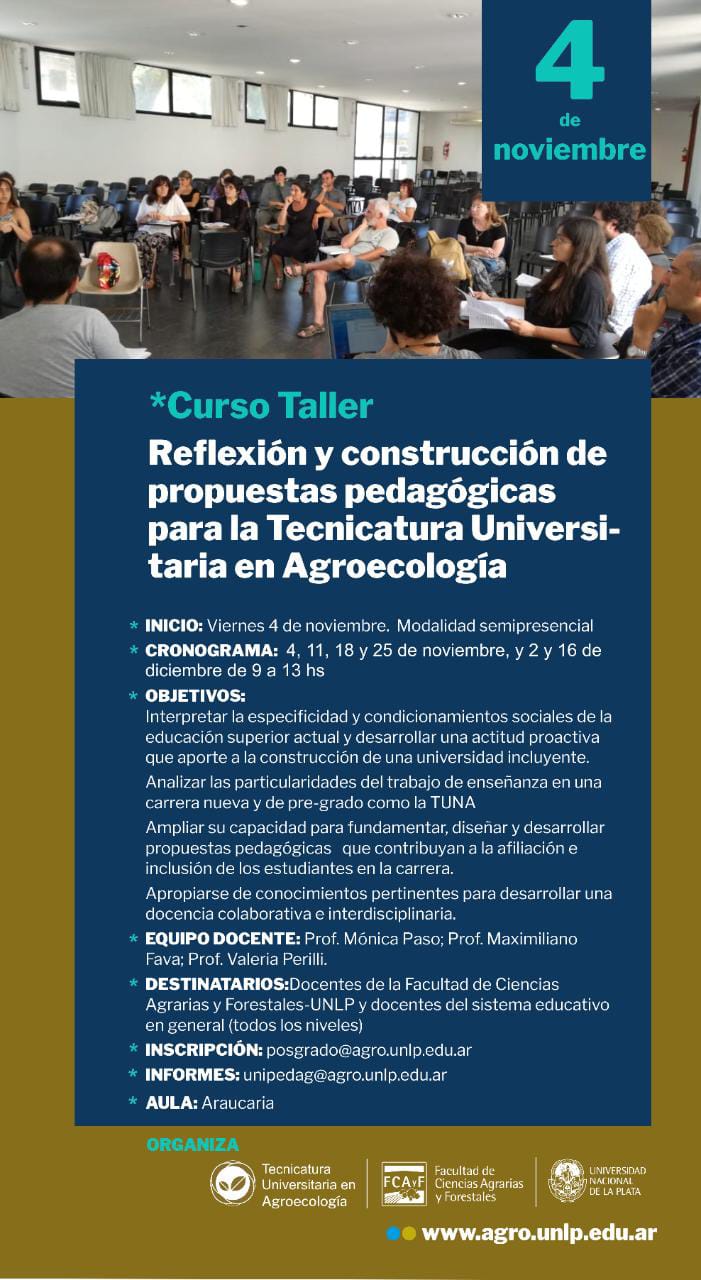 Curso Taller Reflexion y construcción de prouestas pedagógicas para la Tecnicatura Universitaria en Agroecologia